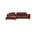 Ecksofa FLEXLUX "Sava", braun (cognac), B:294cm H:94cm T:166cm, 100% Polyester, Sofas, Taschenferderkern-Sitz mit Kaltschaum, lose Rücken- & Dekokissen