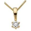 Ketten-Anhänger FIRETTI "Schmuck Geschenk Gold 750 Halsschmuck Anhänger Halskette Solitär" Schmuckanhänger Gr. 0,1 ct P2 = erkennbare Einschlüsse, Gelbgold 750-Diamanten, 0,35 g, goldfarben (gelbgoldfarben, gw=getöntes, weiß) Damen mit Brillant in Krappenfassung