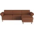 Ecksofa HOME AFFAIRE "Calypso L-Form", braun (haselnuss), B:260cm H:85cm T:172cm, 100% Polyester, Sofas, mit motorischen Funktionen im Sofa und Recamiere