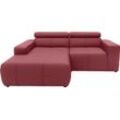 Ecksofa DOMO COLLECTION "Brandon kleine Ausführung B/T/H: 214/100/80 cm", rot, B:211cm H:80cm T:175cm, Echtleder, Sofas, Mit Kopfteilverstellung, auch in Leder und Cord, L-Form