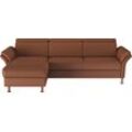 Ecksofa HOME AFFAIRE "Calypso L-Form", braun (haselnuss), B:260cm H:85cm T:172cm, 100% Polyester, Sofas, mit motorischen Funktionen im Sofa und Recamiere