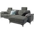 Ecksofa 3C CARINA "Burnaby L-Form", grau (stone), B:296cm H:87cm T:162cm, Sofas, 2 Kopfstützen, optional mit Schlaf- und motorischer Relaxfunktion