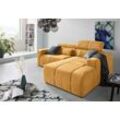 Ecksofa DOMO COLLECTION "Brandon kleine Ausführung B/T/H: 214/100/80 cm", orange (mango), B:214cm H:80cm T:175cm, 92% Polyester 8% Nylon, Sofas, Mit Kopfteilverstellung, auch in Leder und Cord, L-Form