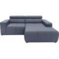 Ecksofa DOMO COLLECTION "Brandon kleine Ausführung B/T/H: 214/100/80 cm", blau (dunkelblau), B:211cm H:80cm T:175cm, Echtleder, Sofas, Mit Kopfteilverstellung, auch in Leder und Cord, L-Form