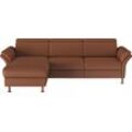 Ecksofa HOME AFFAIRE "Calypso L-Form", braun (haselnuss), B:260cm H:85cm T:172cm, 100% Polyester, Sofas, mit motorischen Funktionen im Sofa und Recamiere