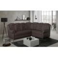 Ecksofa HOME AFFAIRE "Boston L-Form" Sofas Gr. B/H/T: 266 cm x 102 cm x 216 cm, Kunstleder SOFTLUX, langer Schenkel links, Ohne Bettfunktion-ohne Schubkasten, braun (mud) Ecksofas Gemütliches Ecksofa mit hoher Rückenlehne in klassischem Design