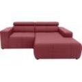 Ecksofa DOMO COLLECTION "Brandon kleine Ausführung B/T/H: 214/100/80 cm", rot, B:211cm H:80cm T:175cm, Echtleder, Sofas, Mit Kopfteilverstellung, auch in Leder und Cord, L-Form