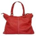 Shopper CLUTY, Damen, Gr. B/H/T: 43cm x 30cm x 11cm onesize, rot, Leder, unifarben, leicht glänzend, Taschen, echt Leder, Made in Italy