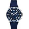 Chronograph EMPORIO ARMANI Armbanduhren blau Herren Hochzeitsmode Quarzuhr, Armbanduhr, Herrenuhr, Stoppfunktion, Datum, analog