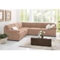 Ecksofa HOME AFFAIRE "Telos L-Form", braun (café), B:259cm H:80cm T:289cm, Chenille (100% Polyester), Microfaser-PRIMABELLE (100% Polyester), dicke Luxus-Microfaser in Lederoptik (100% Polyester), Sofas, mit Boxspring-Federung und in 3 Qualitäten