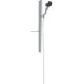 Brausegarnitur HANSGROHE "Rainfinity", silber (chrom), Metall, Brausegarnituren, 13cm, mit Duschstange 90cm und Ablage, chrom