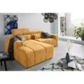 Ecksofa DOMO COLLECTION "Brandon kleine Ausführung B/T/H: 214/100/80 cm", orange (mango), B:214cm H:80cm T:175cm, 92% Polyester 8% Nylon, Sofas, Mit Kopfteilverstellung, auch in Leder und Cord, L-Form