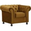 Sessel HOME AFFAIRE "Chesterfield Home", gelb (senf), B:108cm H:75cm T:90cm, Samoptik (100% Polester), Luxus-Microfaser (100% Polyester), Luxus-Microfaser Vintageoptik (100% Polyester), Sessel, Chesterfield Sessel, mit edler Knopfheftung und typischen Armlehnen