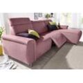 Ecksofa SIT & MORE "Township L-Form", rosa (altrosa), B:253cm H:102cm T:168cm, Luxus-Microfaser (100% Polyester), NaturLEDER Punch (echtes Rindsleder) in Sitz und Rücken. Korpus in passendem Kunstleder SOFTLUX bezogen, Luxus-Microfaser ALTARA NUBUCK (100% Polyester), Sofas, wahlweise mit elektrischer Wallfree-Funktion