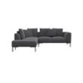 Ecksofa FLEXLUX "Sava", grau (dervit grau), B:284cm H:94cm T:222cm, Sofas, Taschenferderkern-Sitz mit Kaltschaum, lose Rücken- & Dekokissen