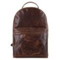 Laptoprucksack X-ZONE, Gr. B/H/T: 43cm x 29cm x 12cm, onesize, braun (cognac), Rindsleder, Leder, beschichtet, leicht glänzend, klassisch, Rucksäcke, echt Leder