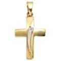 Kreuz-Anhänger JOBO "Anhänger Kreuz", gold (gelbgold 333), Schmuckanhänger, Damen, Gelbgold 333, 333 Gold mit Zirkonia