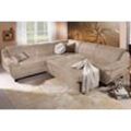 Ecksofa HOME AFFAIRE "Yesterday L-Form", beige (natur), B:254cm H:80cm T:91cm, Antikleder-Optik Melrose (100% Polyester), Struktur (100% Polyester), Primabelle-Microfaser (100% Polyester), Sofas, gleichschenklig, wahlweise mit Bettfunktion