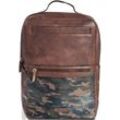 Laptoprucksack PACKENGER "Urban Style, Dallas, Camouflage mit Powerbank und USB-Schleuse" Gr. B/H/T: 29 cm x 41 cm x 10 cm, braun (braun, camouflage) Herren Rucksäcke Arbeitsrucksack Freizeitrucksack mit Powerbank und USB-Schleuse