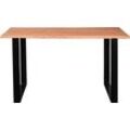 Baumkantentisch SIT Tische Gr. B/H/T: 140 cm x 76 cm x 80 cm, 140 x 80 cm, beige (natur, schwarz, natur) Baumkantentisch mit Baumkante und Kufengestell