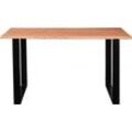 Baumkantentisch SIT Tische Gr. B/H/T: 140 cm x 76 cm x 80 cm, 140 x 80 cm, beige (natur, schwarz, natur) mit Baumkante und Kufengestell