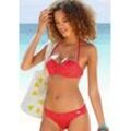 Bügel-Bandeau-Bikini BUFFALO "Romance", Damen, Gr. 34, Cup D, rot, Polyamid, strukturiert, unifarben, Bikini-Sets, aus Strukturware