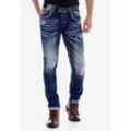 Slim-fit-Jeans CIPO & BAXX Gr. 28, Länge 32, blau Herren Jeans Slim Fit im Worn Washed Look in Straight