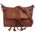 Umhängetasche SAMANTHA LOOK Gr. B/H/T: 23cm x 16cm x 7cm onesize, braun (cognac), Damen, Leder, unifarben, leicht glänzend, Taschen, echt Leder, Made in Italy