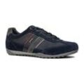 Sneaker GEOX "U WELLS C" Gr. 40, blau (navy, weinrot), Herren, Veloursleder, Synthetik, Textil, Schuhe, Freizeitschuh, Halbschuh, Schnürschuh mit Logoverzierung