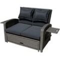 Loungesofa GARDEN PLEASURE "NIZZA", grau (dunkelgrau), B:117cm H:93cm, Stahl, Kunststoffgeflecht, dunkelgrau, Sofas, mit Liegefunktion