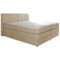 Boxspringbett HAPO, beige (beige, strukturstoff), Liegefläche B/L: 180cm x 200cm, kein Härtegrad, 7-Zonen-Kaltschaummatratze, Kopfteil, seitliche Unterbox und Obermatratze sind mit pflegeleichtem Feinstrukturstoff in Leinenoptik (100% Polyester) oder Kunstleder bezogen, Die Oberseite der Unterfederung und die Ober- und Unterseite der Obermatratze sind jeweils mit einem rutschhemmenden Stoff aus 10