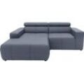 Ecksofa DOMO COLLECTION "Brandon kleine Ausführung B/T/H: 214/100/80 cm", blau (dunkelblau), B:211cm H:80cm T:175cm, Echtleder, Sofas, Mit Kopfteilverstellung, auch in Leder und Cord, L-Form