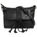 Umhängetasche SAMANTHA LOOK Gr. B/H/T: 23cm x 16cm x 7cm onesize, schwarz, Damen, Leder, unifarben, leicht glänzend, Taschen, echt Leder, Made in Italy