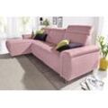 Ecksofa SIT & MORE "Township L-Form", rosa (altrosa), B:253cm H:102cm T:168cm, Luxus-Microfaser (100% Polyester), NaturLEDER Punch (echtes Rindsleder) in Sitz und Rücken. Korpus in passendem Kunstleder SOFTLUX bezogen, Luxus-Microfaser ALTARA NUBUCK (100% Polyester), Sofas, wahlweise mit elektrischer Wallfree-Funktion