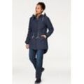 Funktionsparka POLARINO, Damen, Gr. 40, blau (marine (outdoorparka aus nachhaltigem material)), Web, Obermaterial: 54% Polyester, 46% Baumwolle. Futter: 100% Polyester. Wattierung: 100% Polyester. Futter Rückenteil: 100% Polyester, sportlich, Langarm Windstopperbündchen verstellbar,mit Druckknöpfen, Jacken, Obermaterial wasser-/winddicht & atmungsaktiv, verschweißte Nähte, Topseller