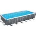 Framepool BESTWAY "Power Steel™", grau, B:366cm H:132cm L:732cm, Schwimmbecken, 6-tlg. Frame Pool mit Filterpumpe 732x366x132 cm, grau