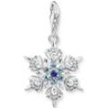 Charm-Einhänger THOMAS SABO "Schneeflocke mit blauen Steinen, 1902-945-7" Charms silberfarben (silberfarben, mehrfarbig, mehrfarbig) Damen mit Glas-Keramik Stein