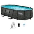 Framepool SUMMERWAVES "Active", grau (dunkelgrau), B:250cm H:100cm L:424cm, Schwimmbecken, BxLxH: 250x424x100 cm, Rattan-Optik