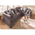 Ecksofa HOME AFFAIRE "Luise L-Form", braun, B:275cm H:75cm T:192cm, Struktur 100% Polyester, Sofas, mit vielen losen Kissen und abnehmbarer Husse