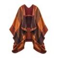 Strickponcho LASCANA, braun (braun, orange), Damen, Obermaterial: 100% Polyacryl, kariert, Pullover, Poncho in kuscheliger Qualität, Karotuch, Cape, Schal