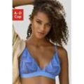 Bralette LASCANA "Marla", Damen, Gr. 90, Cup C, blau, Spitze, Obermaterial: 91% Polyamid, 9% Elasthan, modisch, BHs, ohne Bügel aus einzigartiger Spitze, Dessous