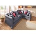 Ecksofa HOME AFFAIRE "Luise L-Form", grau, B:275cm H:75cm T:192cm, Struktur 100% Polyester, Sofas, mit vielen losen Kissen und abnehmbarer Husse