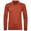 Poloshirt RAGMAN, Herren, Gr. XL, orange (terra, 585), Baumwollmischung, casual, regular fit, hoch geschlossener Ausschnitt, Langarm, Shirts