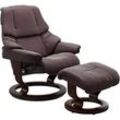 Fußhocker STRESSLESS "Reno", rot (bordeaux), B:55cm H:40cm T:41cm, Hocker, mit Classic Base, Gestell Braun