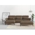 Ecksofa PLACES OF STYLE "Fjord L-Form", braun (coffee), B:324cm H:93cm T:184cm, 100% Polyester, Sofas, massiv, wahlweise mit Armlehnfunktion, Kopf- Sitztiefenverstellung