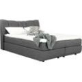 Boxbett INOSIGN "Hailey", grau, B:187cm L:222cm, Komplettbetten, Boxspringbett, neues Kopfteil- aufwendig gepolstert