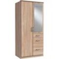 Kleiderschrank WIMEX "Click", braun (struktureichefarben hell), B:90cm H:199cm T:58cm, Schränke, Drehtürenschrank Kleiderschrank, mit Spiegel