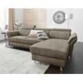 Ecksofa SIT & MORE "Avignon L-Form", grau (taupe), B:259cm H:97cm T:172cm, Flachgewebe (90% Polyester, 10% Polyamid), Luxus-Microfaser (100% Polyester), Struktur (100% Polyester), Sofas, Kopfteilverstellung, wahlweise mit Bettfunktion und Bettkasten