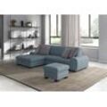 Ecksofa SIT & MORE "Luxor L-Form", blau (hellblau), B:275cm H:82cm T:173cm, Luxus-Microfaser ALTARA NUBUCK (100% Polyester), Soft clean (98% Polyester, 2% Polyamid), Struktur fein (100% Polyester), Sofas, wahlweise mit Bettfunktion, Bettkasten und Kopfteilverstellung