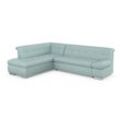 Ecksofa DOMO COLLECTION "Mona L-Form", grün (mint), B:271cm H:80cm T:213cm, Struktur fein 100% Polyester, Chenilleoptik 100% Polyester, Sofas, wahlweise mit Bett- und Armlehnfunktion